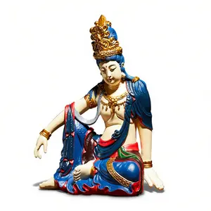 Guanyin Figurine Bodisattva Seated Image Chinese Zen Inspired Decorative Craft for Home Decor