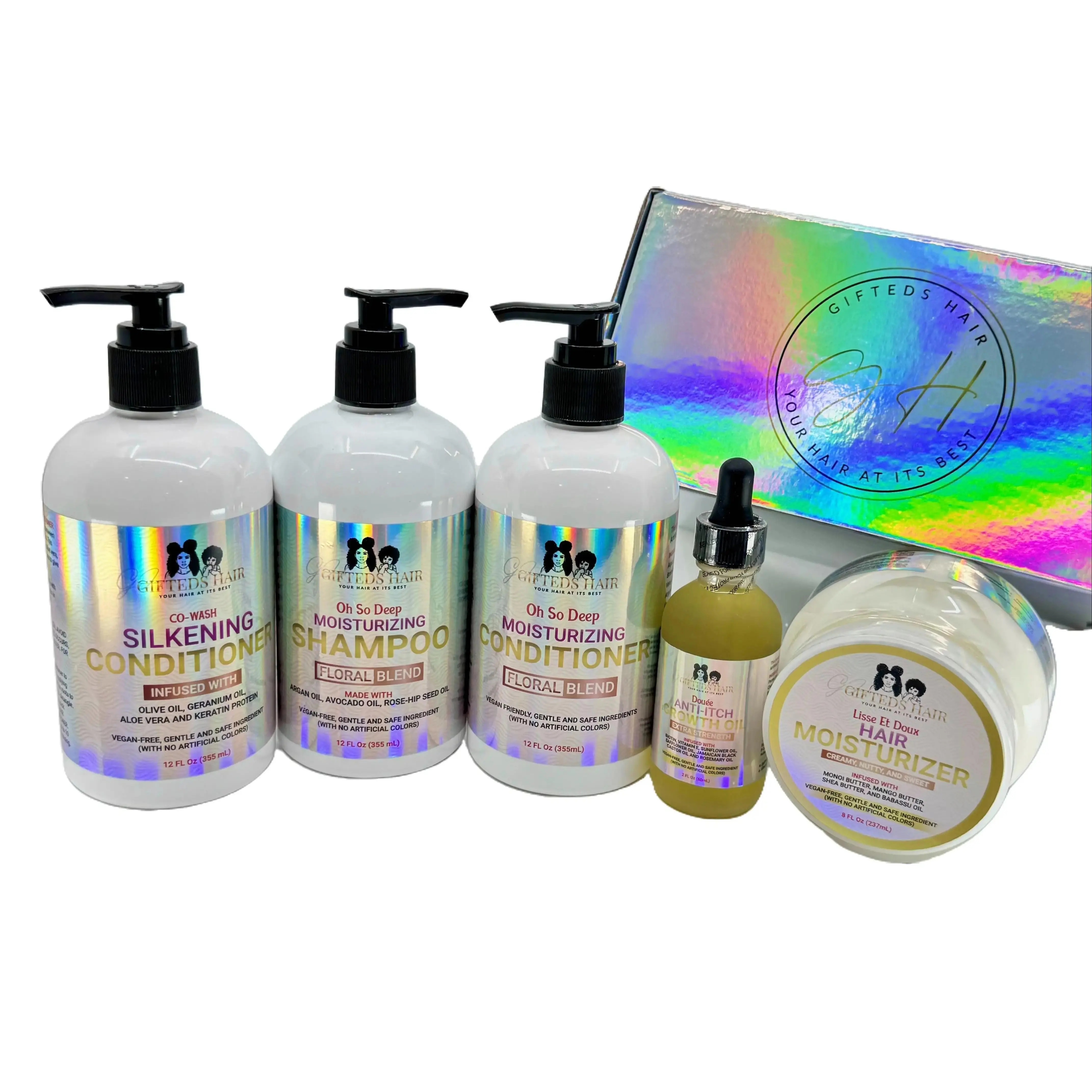 Moisture Restoration Hair Growth Bundle - Hydrating Shampoo, Nourishing Conditioner, Co-Wash, Anti-Itch Growth Oil, Oil Control Hair Moisturizer for Dry & Damaged Hair, Moisture, Multi-Pack GIFTED COSMETICS