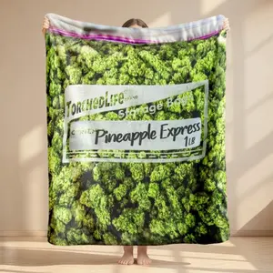 Dank Weed Printed Flannel Blanket, Pineapple Express Design, Warm Soft Comfortable, Ideal Gift for All Seasons  Lightweight, soft, and comfortable – the perfect gift.