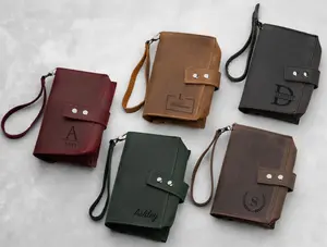 Personalized Full Grain Leather Cable Organizer, Customized Travel Electronics Holder, Carrier Gift for Him