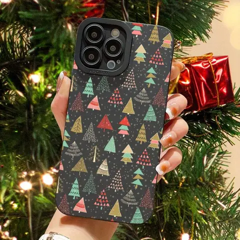 Christmas Tree Pattern Phone Case, Anti-drop Phone Protector Cover, Phone Accessories Compatible with iPhone 14 13 12 11 XS XR X Plus Pro Max