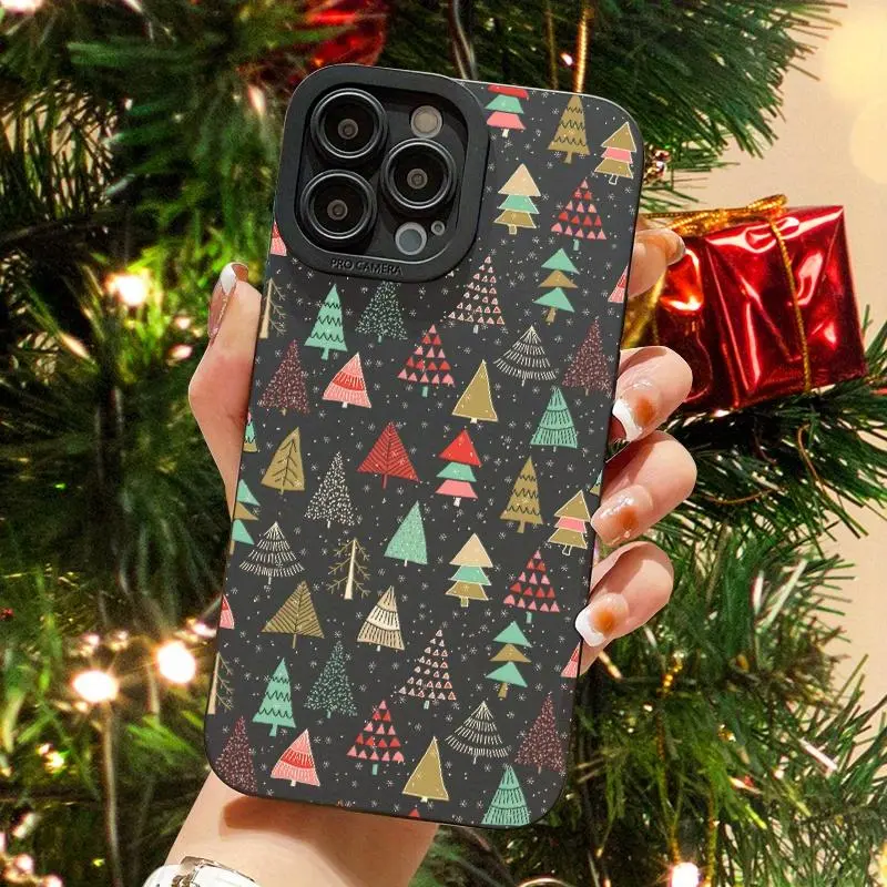 Christmas Tree Pattern Phone Case, Anti-drop Phone Protector Cover, Phone Accessories Compatible with iPhone 14 13 12 11 XS XR X Plus Pro Max