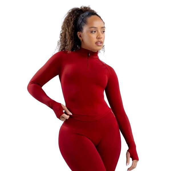 <WITH LOGO> DFYNE Half Zippy Long-Sleeve Top and Shorts/Leggings Set - Seamless shaping design, half-zip design, hip-lifting design, women's sportswear set, suitable for yoga, fitness, cycling, hiking, running, sports, outdoor leisure and other occasions