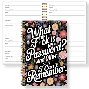 A5 Password Book with Floral Cover, Record Accounts and Forgotten Info, Spiral Bound Inner Pages, Smooth Writing, Spiral Notebook Journal, Suitable for Office and Home Use