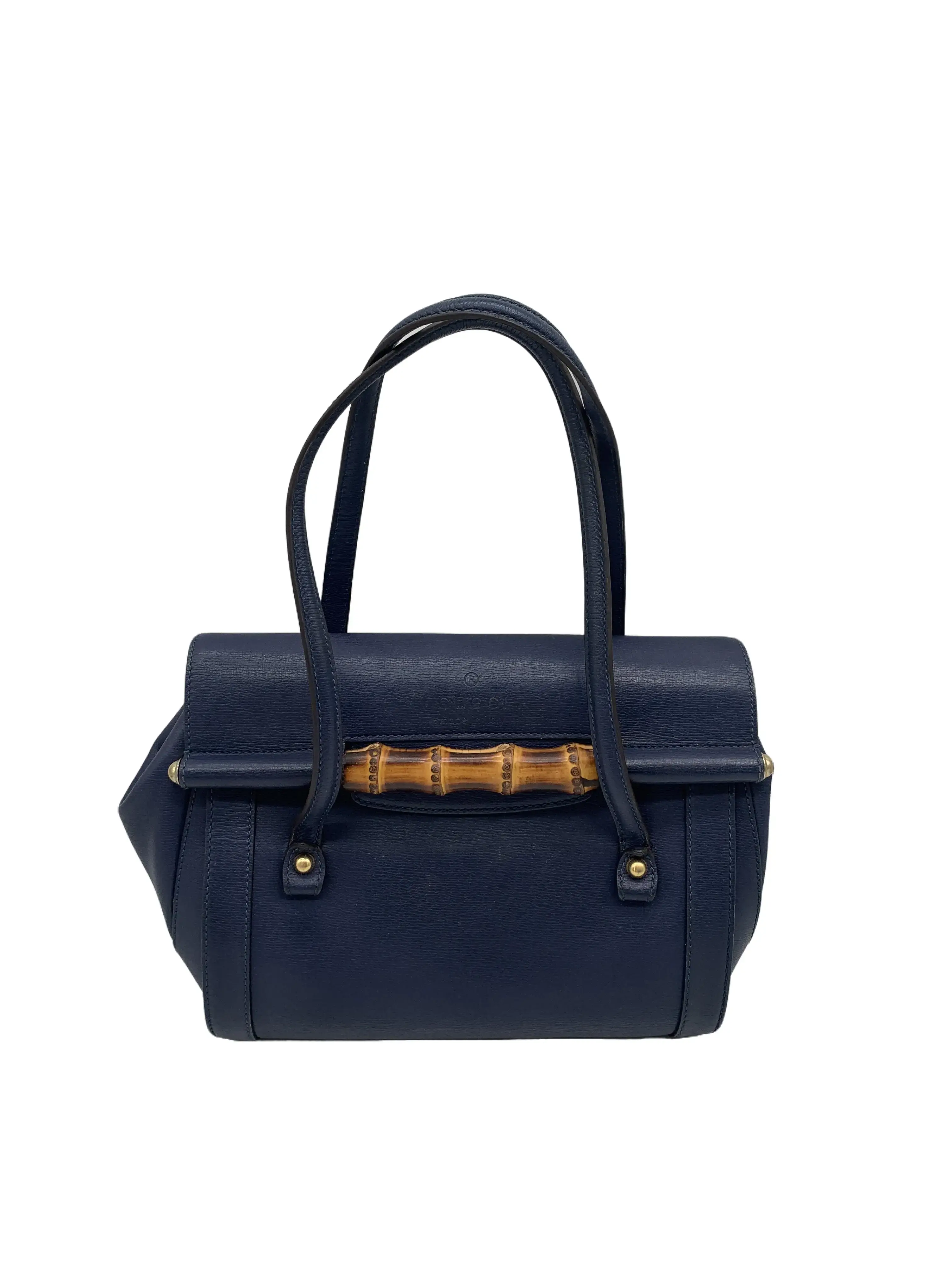 Pre-owned GUCCI Bamboo Detail Leather Handbag/WJ06128608/8608
