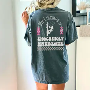 Comfort Colors® Line Wife Shirt, Lineman Girlfriend, Mom, Line Wife Gift, Lineman Wife tshirt, Blue Collar Wife, Line Life, Lightening Bolt