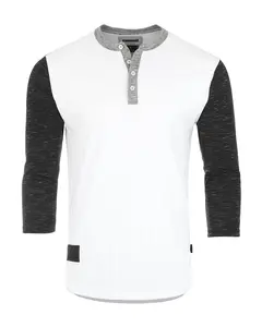 Men's 3/4 Sleeve Henley – Casual Athletic Button Crewneck Shirt