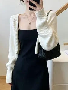 Women's Casual Soft Knit Jacket, Knitwear, Batwing Sleeve Design, Daily Wear, Everyday, Fashionable Comfort, Suitable for All Seasons, Loose-Fitting Long Sleeve, Tops