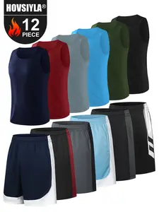 12pcs Men'S Workout Suit Sportswear Football Shorts Basketball Running Gym Soccer Clothing Summer