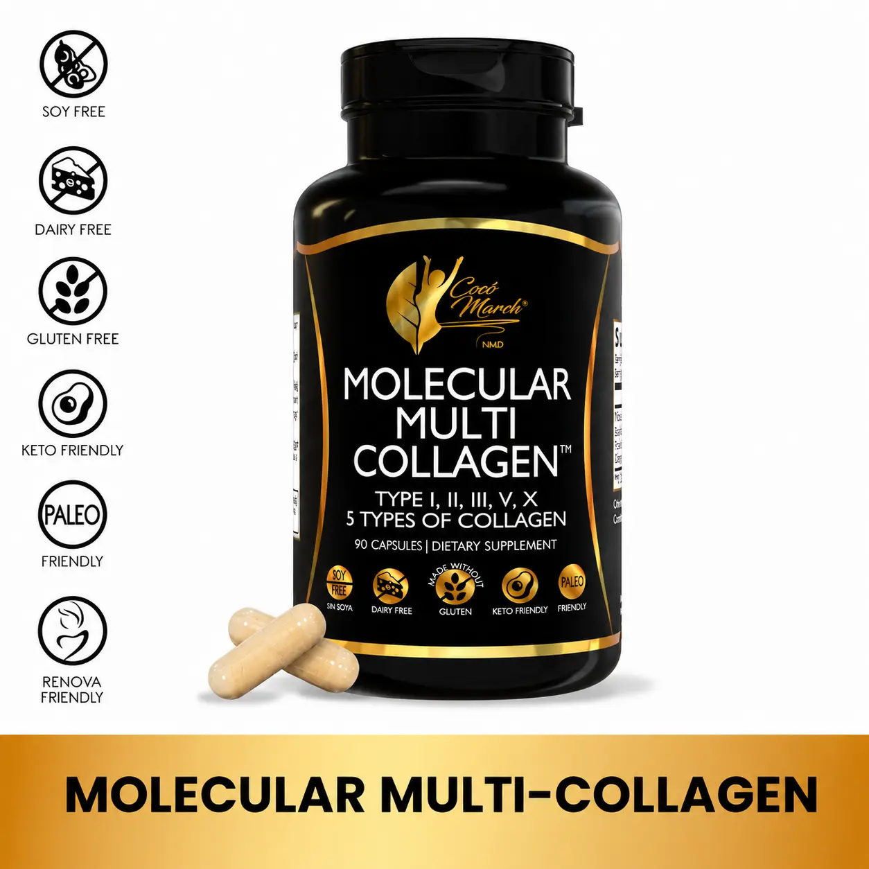 Cocó March N.M.D Molecular Multi-Collagen Dietary Supplement, Skin, Nail and Joint Health Boosting Wellness Supplement for Adults Edible Healthcare