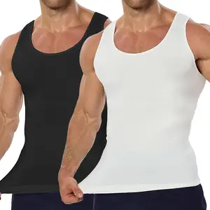 5/4/3/2/1 Pack Menswear Compression Tank Top Body Shaper Men Shapewear Moderate Underwear Vest Shirt Comfy Stretchy Lightweight Workout Fabric Breathable Sports Soft Fitness Casual Gym Stylish