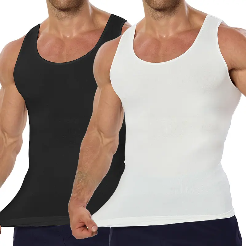 Men's Sporty Compression Shapewear Vest, 1-5 Pack Fitness Apparel with Stretchy Fabric for Moderate Support During Intense Workouts, Sporty Vest