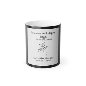 Color Morphing Coffee Mug, Black to White, Cute Coffee Lover Gift, Personalized Mug, Kissing Mug, Ideal for Valentine's Day