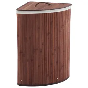 Garvee 58L Large Bamboo Laundry Basket with Lid, Foldable Clothes Hamper with Handles and Removable Bag, Ideal for Bedroom, Bathroom, Dorm, and Laundry Room Organization