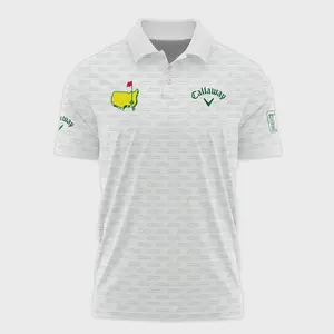 Men s Masters Tournament Golf Callaway Polo Shirt - White Green Logo Pattern All Over Print Golf Sports Polo