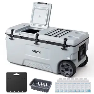 【Summervibes】VEVOR Hard Cooler, 106QT Portable Rolling Cooler with Wheels, Leak-Resistant Coolbox Keeps Contents Cool for 48 Hours, Ice Retention Insulated Chests, Ultra-Light for Outdoor Picnics, Grill, Camping