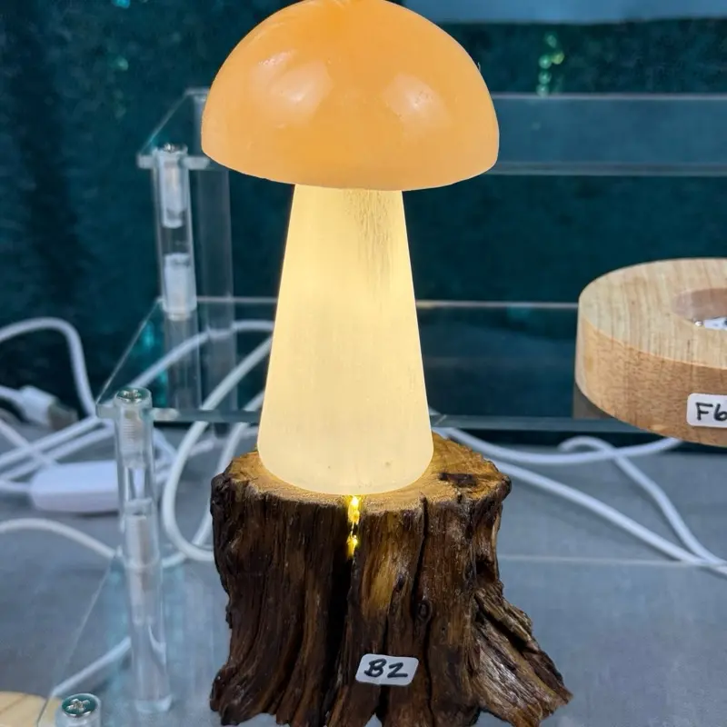 4” white colored Selenite mushroom set - (B2)