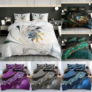 3pcs Marble Print Bedding Set, Soft Comfortable Fitted Sheet and Pillowcases, Zipper Closure, Ultimate Comfort, Perfect Bedroom Decor, Modern Bedding Set