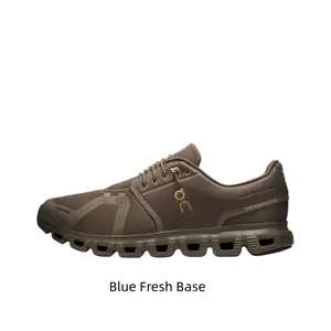 Cushioned Running Shoes, Gray-Brown Breathable Mesh Upper, Hollowed-Out Cloud Modules Midsole and Engineering Details