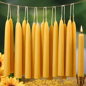 Set of 6 Pure Beeswax Conical Candles, 8 Inch Smokeless Wax Candles, 8 Hours Burning Time, Ideal for Home Prayer, Household Decor, Christmas & Gifts, Pack