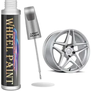 Silver Rim Touch Up Paint - Car Scratch Repair Pen. Quick & Easy Rim Scratch Fix. Universal Color (Light Silver)