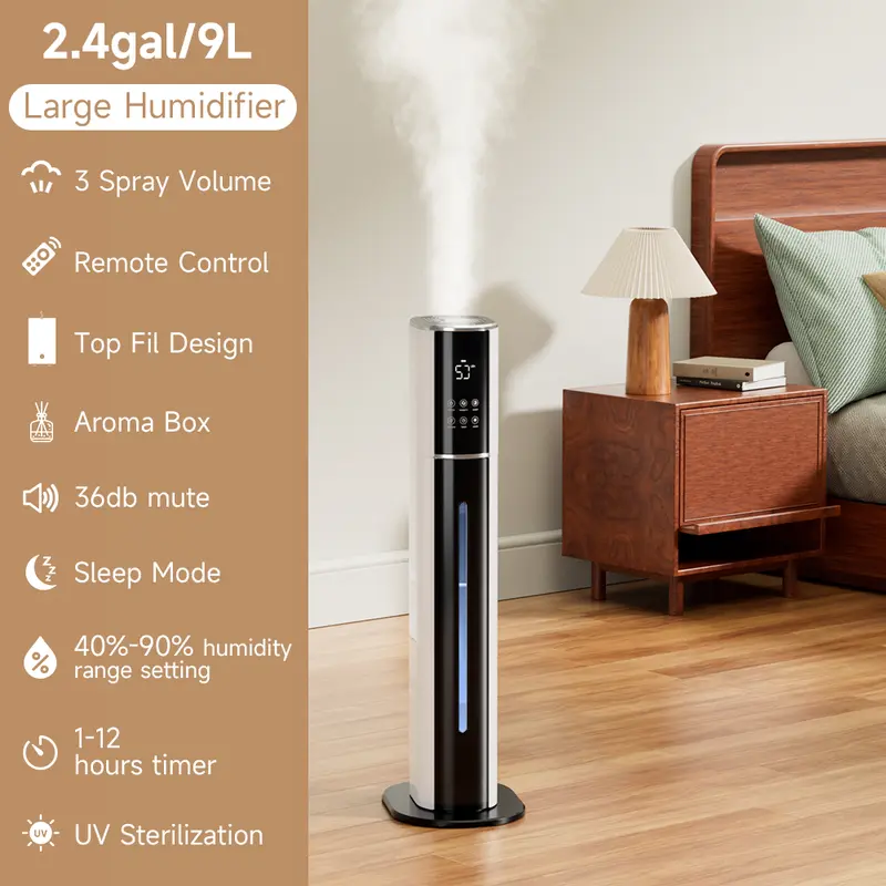 Areyourshop 9L Large Quiet Humidifier with Aroma Diffuser& UV Sterilization - Smart Control, 48h Runtime, Sleep Mode for Home Bedroom/Office/Nursery, Pet Friendlymp, for Indoor Pet Friendly, Babies Friendly Plant Friendly