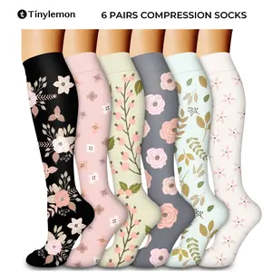 Tinylemon  6 pairs Compression Sports Socks for Women's Knee High Socks - Lightweight Fabric, Comfortable Fit, Ideal for Athletic and Running Activities - Womenswear