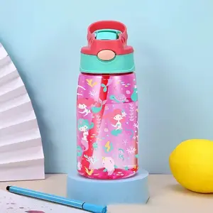 Zo Benny Kids Water Cup with Mermaid & Dinosaur Design, BPA-Free Leak-Proof Portable Straw Bottle with Lid, Drinkware for Toddlers, Perfect for School & Outdoor Play