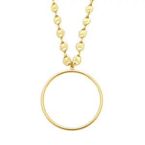 Oria large gold circle pendant geometric statement necklace