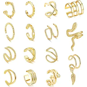 MILACOLATO Women's Adjustable Non-Piercing Ear Cuffs Earrings Clip On Cartilage Helix Wrap Ear Jewelry Set