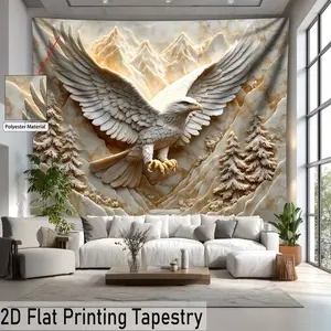 Ultra-Large Eagle Print Tapestry, High-Quality Polyester Fiber Home Decor, Includes Hanging Clips, Perfect for Living Room & Bedroom