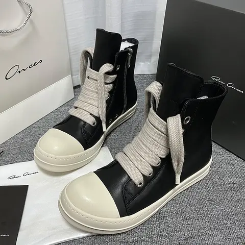 Women's Sporty Chic Leather High-Top Trainers - Unisex, Flat, Widened Lace Fit, Side Zipper, PU Sole, Easy Wear, High-Top Ankle Hold, All Seasons Sneakers for Women, Summer Training & Outdoor Use