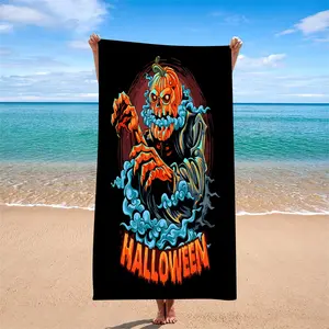 1pc Pumpkin Skull Beach Towel, Trendy Style, Reusable Fashion Accessory, Perfect for Beach Photoshoots, Unique Hipster Design