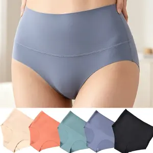 Women's 5-Pack Nylon Minimalist Basic Seamless Panties Set, High-Waisted Full Coverage No-Show Smooth Elastic Briefs, Everyday Comfort Breathable Multi-Size Knickers for Ladies (S-XL)