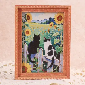 1PC Cute Cat Refrigerator Magnet, Mini Photo Frame Fridge Magnet, Sunflower & Cat Design, Home Decor, Photo Magnets, Great Holiday Gift Idea
