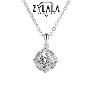 [163] S925 Sterling Silver Synthetic Moissanite?Necklace?S925?Silver 1.0CT Small Windmill?Shape Necklace?Fashion Necklace?Christmas?Gift