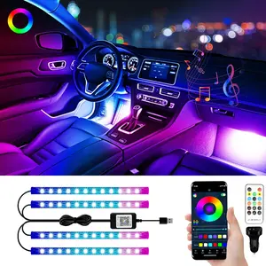 RGB LED Strip Lights for  App Control with Remote Led Lights  Interior with Charger  Sync Under Dash Footwell Neon Lighting Kit w/USB  DC 12V