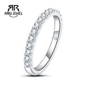 AnuJewel S925 VVS1 Synthetic Moissanite Stackable Eternity Band Ring Perfect Birthday Mother’s Day Gift for Men Women Wedding