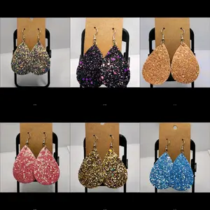 Sparkling Faux Leather Statement Earrings (24 Colors to choose from) new year