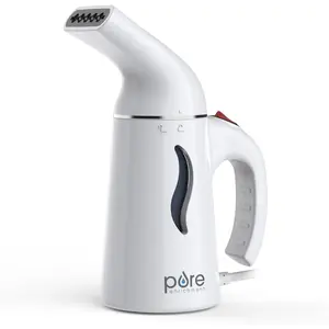 PureSteam Portable Fabric Steamer - Handheld Travel Garment Steamer Removes Wrinkles & is Safe on All Fabrics - Fast-Heating, Lightweight, Auto Safety Shut-Off, & Long Cord (White)