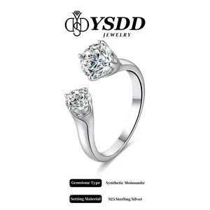 【#545 Ring Cuff】Stylish 1.5ct Adjustable Ring Cuff  vvs Synthetic Moissanite Rings in 925 Sterling Silver SpringStatements