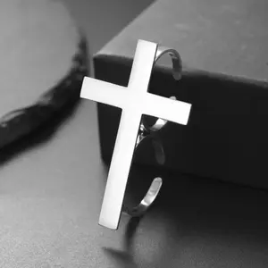 Bold Cross Statement Double Finger Adjustable Ring - Retro Decorative Collectible for Men & Women