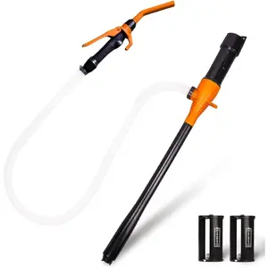 Battery Powered Fuel Transfer Pump - Water transfer Pump, Portable Electric Siphon Fuel Transfer Pump - Operated Stick Pumps, Full Power 2.2 Gallons Per Min,Hand-Held Nozzle With Hose (black-orange)