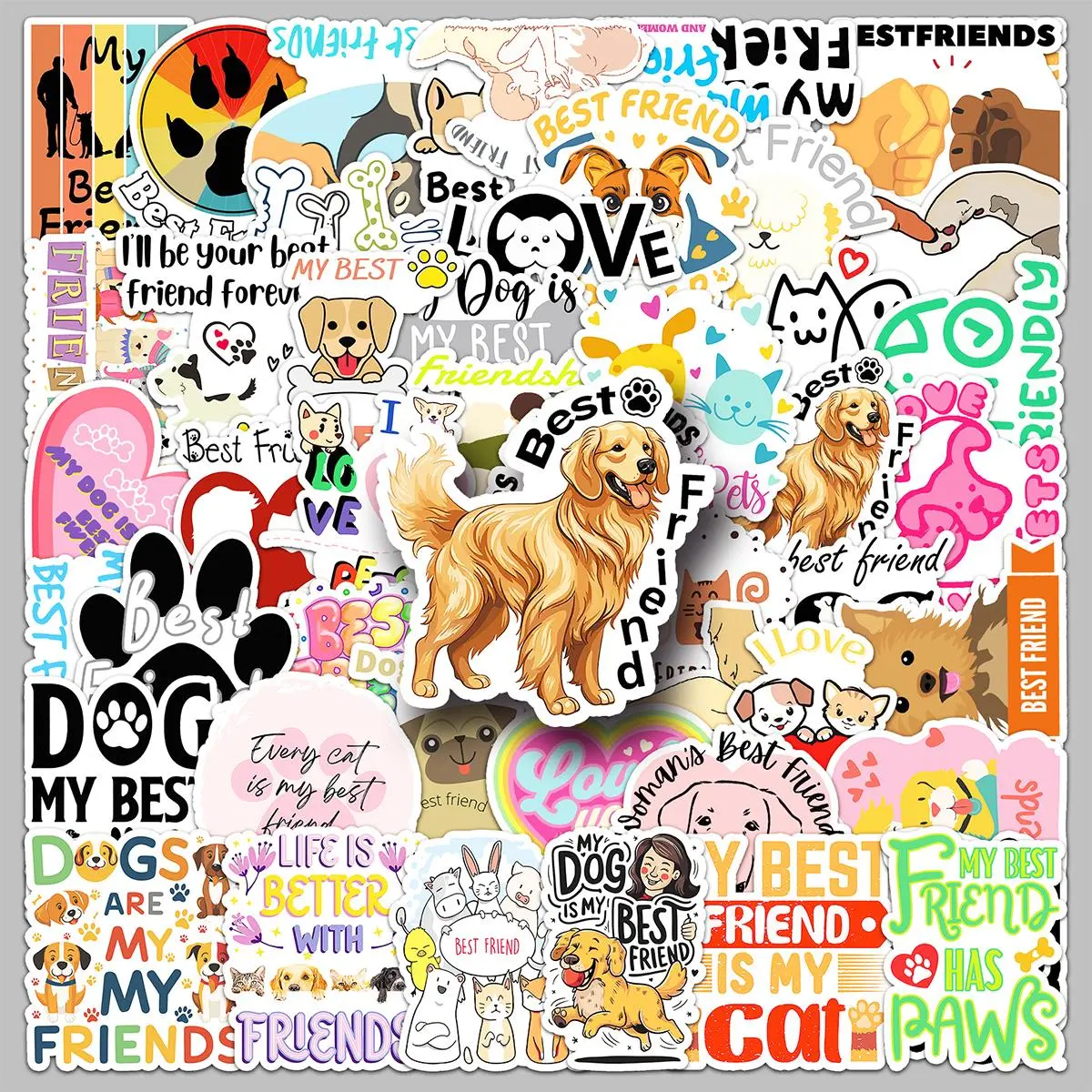 Pet Themed Sticker, 50pcs/set Creative Slogan Graphic Sticker, DIY Decorative Sticker for Stationery & Computer & Water Bottle, Funny Stickers