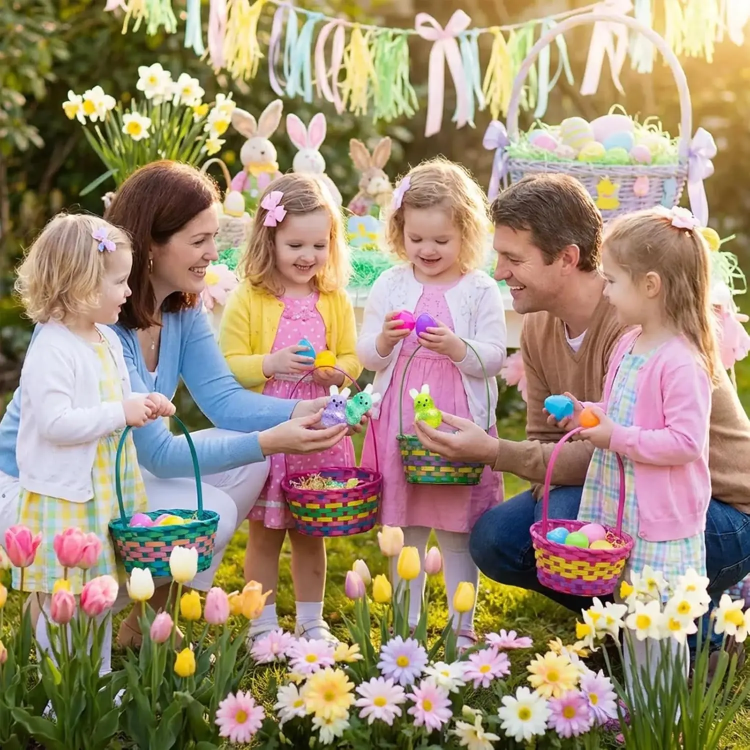 24PCS Easter Squishy,Easter Basket Stuffers Bunny Stress Balls for Kids ...