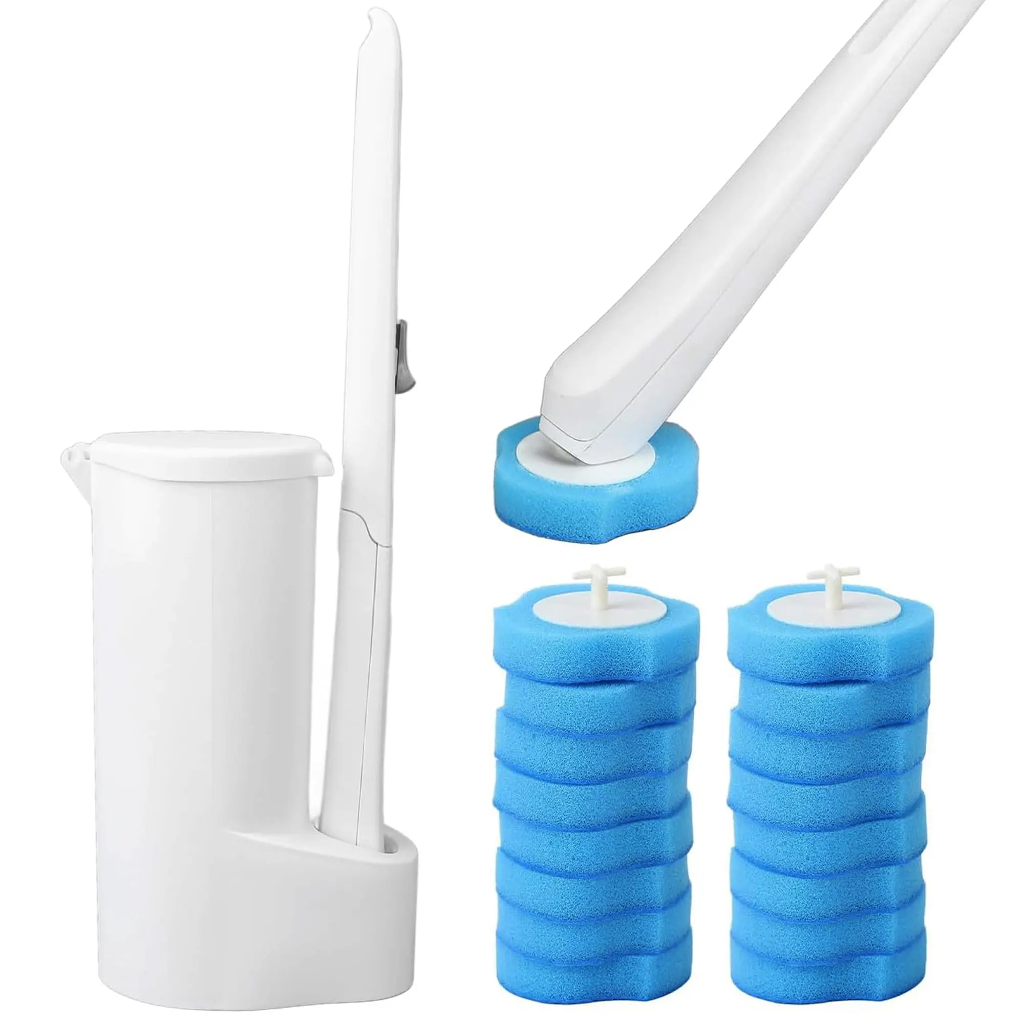 Toilet Wand with 16 Refills for Toilet Cleaning, Disposable Toilet Brush Set with Holder for Toilet, Bathtub, Sink Portable