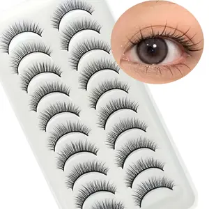 10 Pairs 6-18mm Fluffy Lightweight Natural Eyelashes, Cross and Messy Style for Dating and Daily Use, Natural Look Lash Extensions