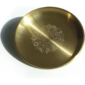 5.5 Inch Golden Decorative Bowl - Eye Wisdom Prayer Ritual Plate Great fo Altar Use, Incense Burner, Smudging Bowl, Offering Bowl, Jewelry Plate