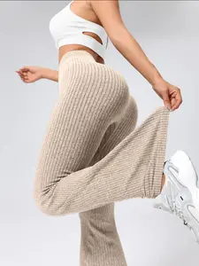 Women's High Waist Flare Leg Sports Tight Pants, High Stretch Leggings, Solid Flare Leggings, Comfortable Elastic Design, Perfect for Exercise & Daily Wear