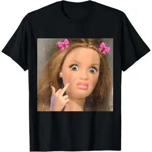 Graphic T-shirt 100% Cotton Funny Disgusting Doll Face Meme T-Shirt, Casual Unisex Streetwear Tee, Trendy Summer Short Sleeve Top, TikTok Viral Cartoon Meme Shirt, Comfy Soft Cotton